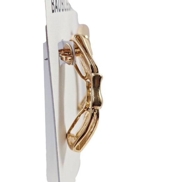 BaubleBar Gold Vertical‎ Bow Statement Earrings NWT Bold Chunky - Picture 3 of 5